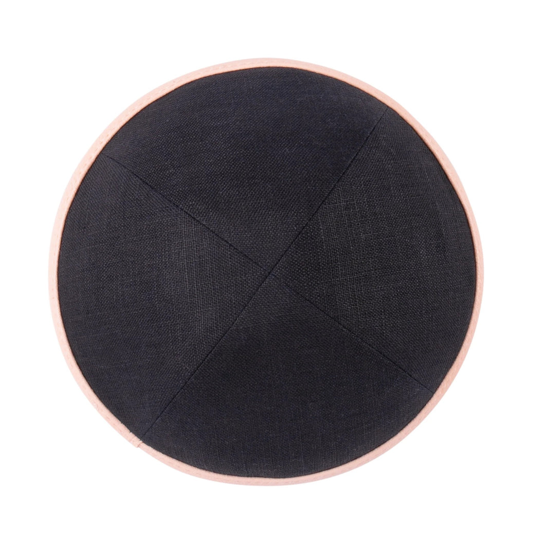 Black Linen with Light Pink Leather Rim