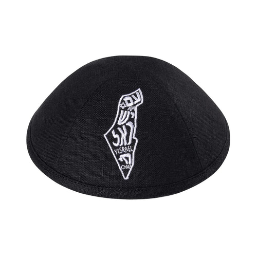 Map Israel Black Linen - Ikippah
