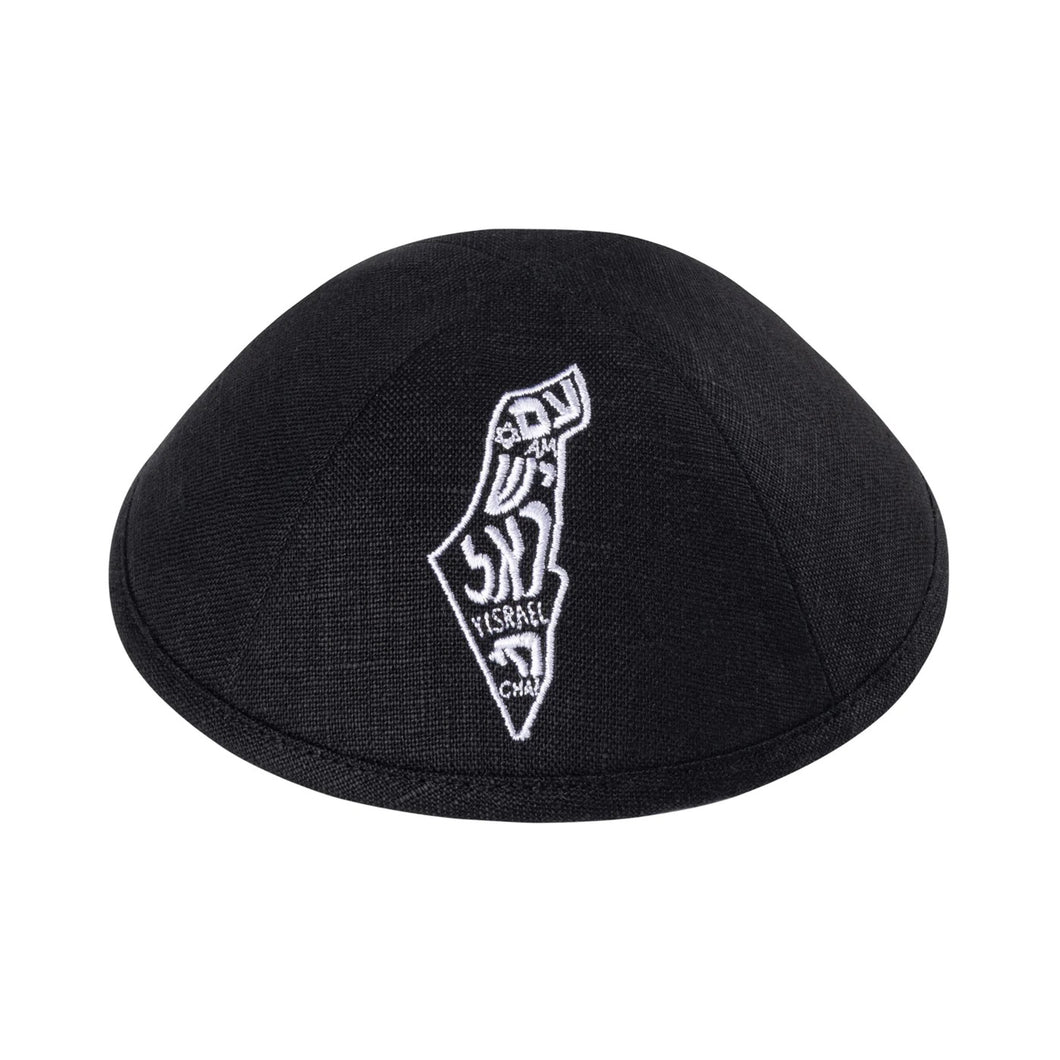 Map Israel Black Linen - Ikippah