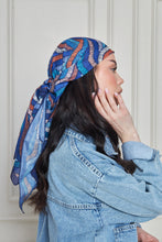 Load image into Gallery viewer, Custom Digital Printed - Turkish Cotton Square Scarf - Blue Roots