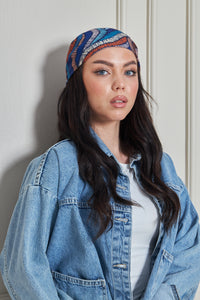 Custom Digital Printed - Turkish Cotton Square Scarf - Blue Roots