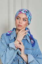 Load image into Gallery viewer, Custom Digital Printed - Turkish Cotton - Blue Floral Wave