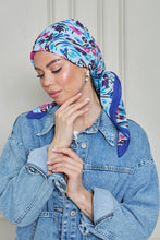Load image into Gallery viewer, Custom Digital Printed - Turkish Cotton - Blue Floral Wave