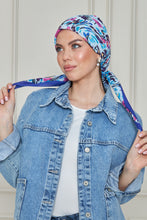 Load image into Gallery viewer, Custom Digital Printed - Turkish Cotton - Blue Floral Wave