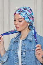 Load image into Gallery viewer, Custom Digital Printed - Turkish Cotton - Blue Floral Wave