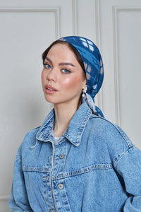 Custom Digital Printed - Turkish Cotton - Denim Look Plaid