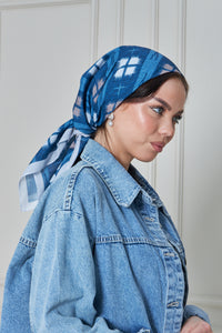 Custom Digital Printed - Turkish Cotton - Denim Look Plaid