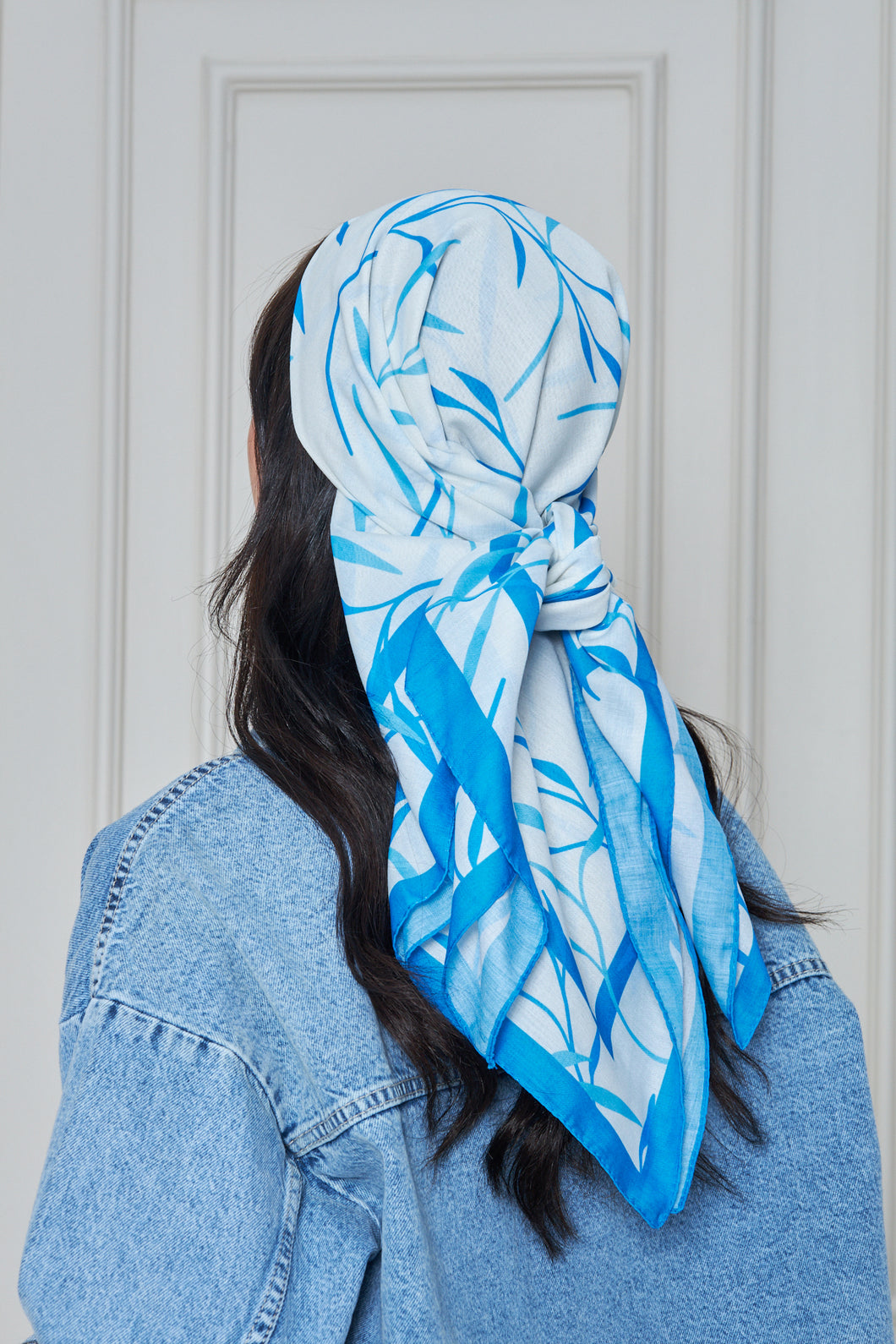 Custom Digital Printed - Turkish Cotton - Blue Foliage