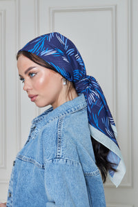 Custom Digital Printed - Turkish Cotton - Navy Brushstrokes