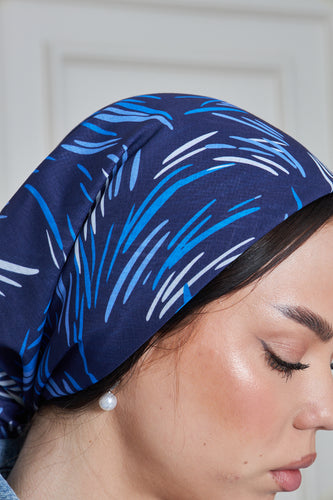 Custom Digital Printed - Turkish Cotton - Navy Brushstrokes