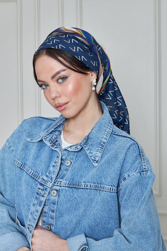 Custom Digital Printed - Turkish Cotton - Navy V design