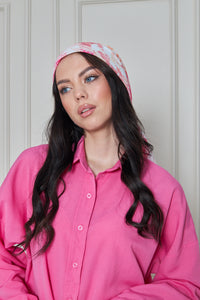 Custom Digital Printed - Turkish Cotton - Pink Leaves