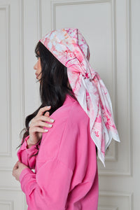 Custom Digital Printed - Turkish Cotton - Pink Leaves