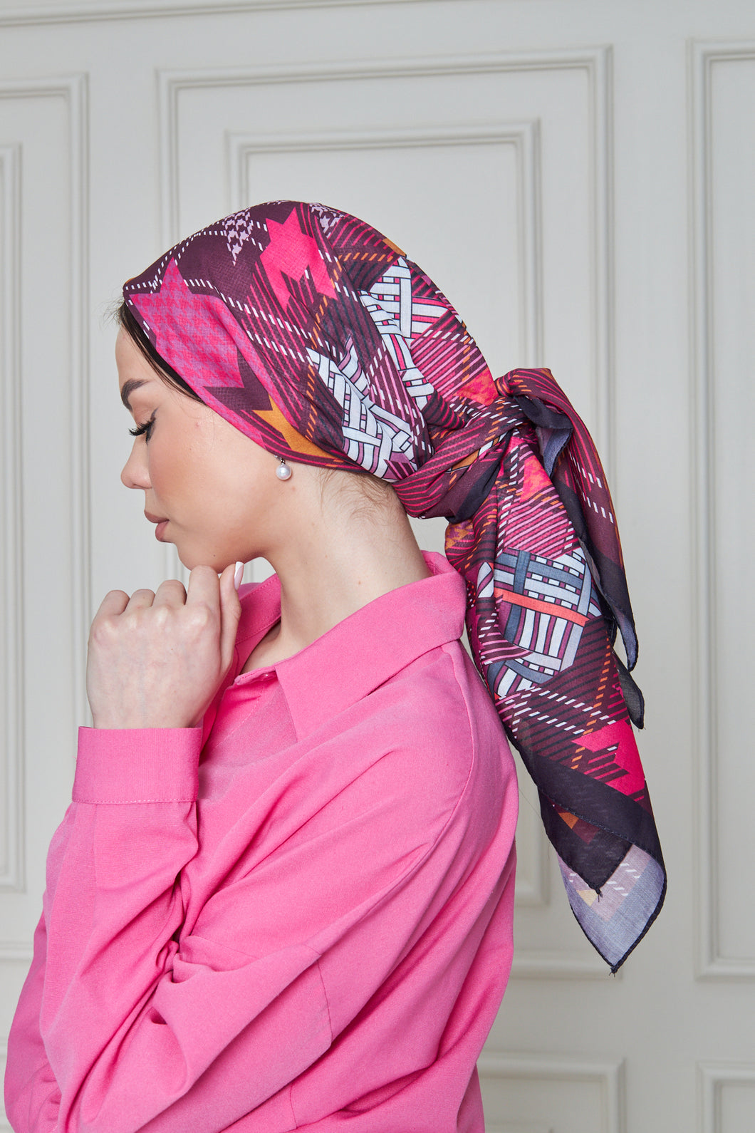 Custom Digital Printed - Turkish Cotton - Cherry Houndstooth Plaid