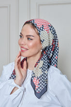 Load image into Gallery viewer, Custom Digital Printed - Turkish Cotton Square Scarf - Houndstooth Leaves