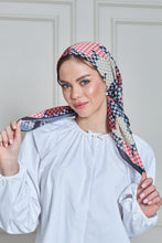 Load image into Gallery viewer, Custom Digital Printed - Turkish Cotton Square Scarf - Houndstooth Leaves