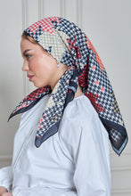 Load image into Gallery viewer, Custom Digital Printed - Turkish Cotton Square Scarf - Houndstooth Leaves