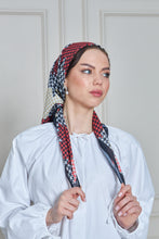 Load image into Gallery viewer, Custom Digital Printed - Turkish Cotton Square Scarf - Houndstooth Leaves