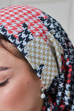 Load image into Gallery viewer, Custom Digital Printed - Turkish Cotton Square Scarf - Houndstooth Leaves