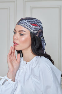 Custom Digital Printed - Turkish Cotton Square Scarf - Grey Roots