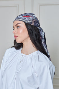 Custom Digital Printed - Turkish Cotton Square Scarf - Grey Roots