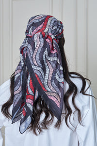 Custom Digital Printed - Turkish Cotton Square Scarf - Grey Roots