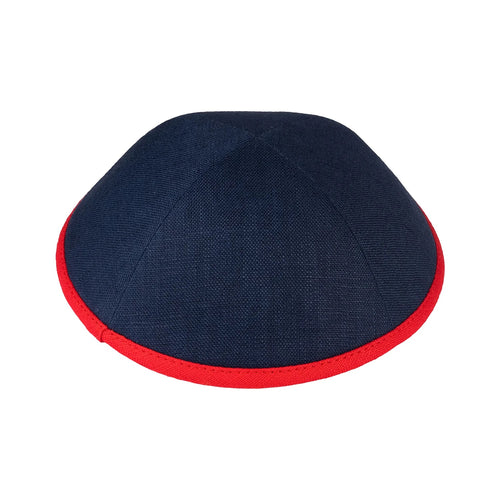 Navy Linen with Red Rim