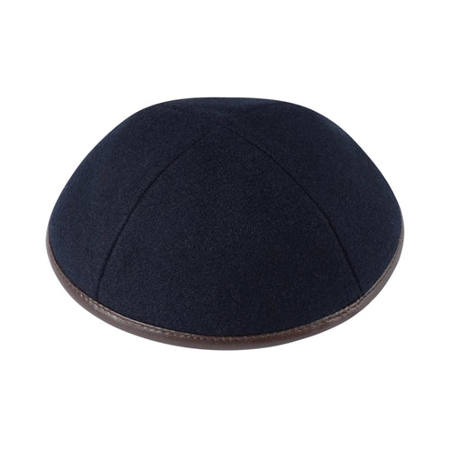 Navy Wool with Brown Leather Rim - Ikippah