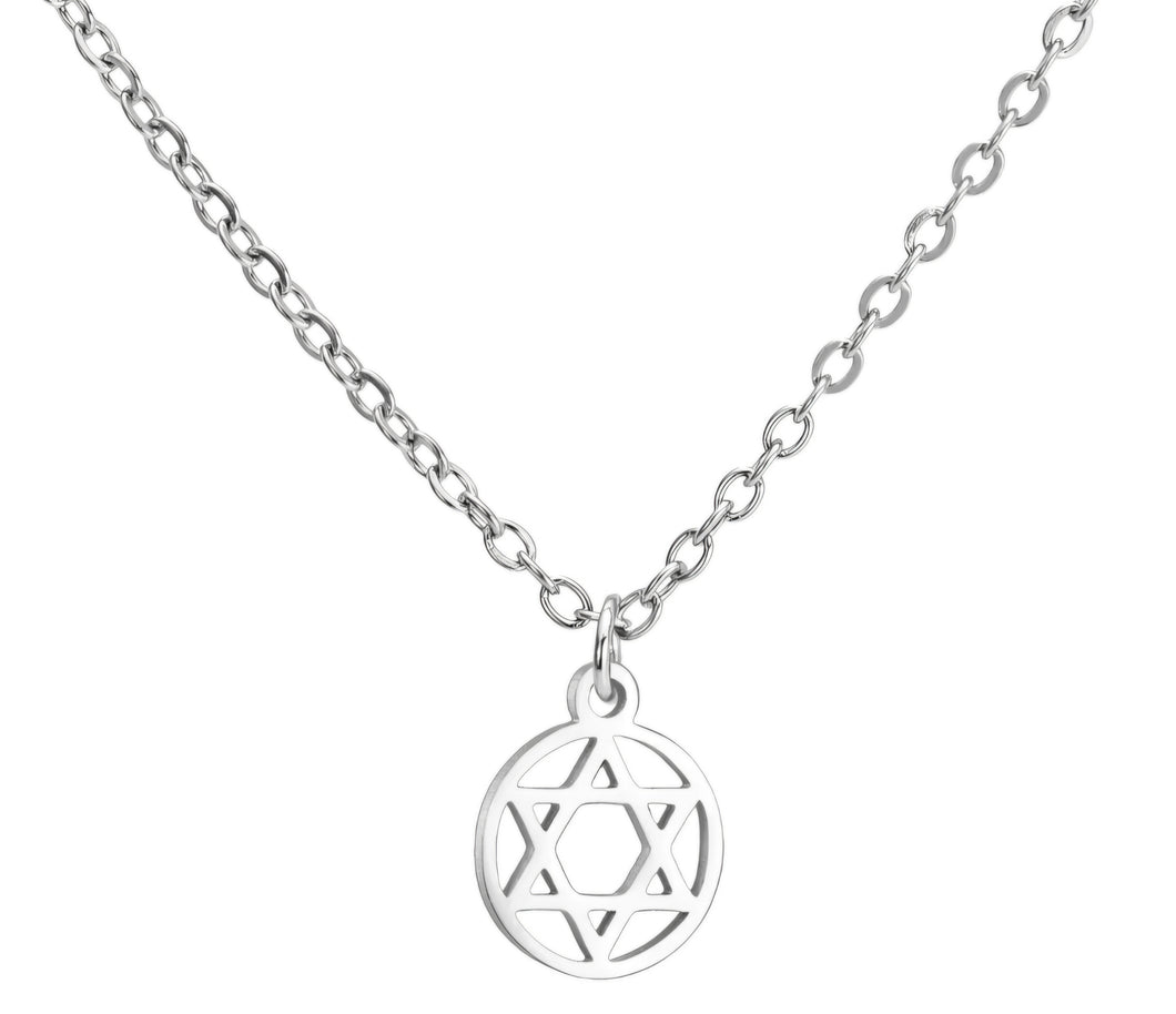 Small Magan David Necklace with circular frame