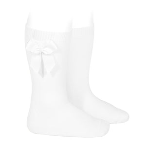 200 White - Grosgrain Bow Knee High Socks