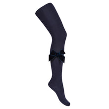 Load image into Gallery viewer, 480 Navy - Velvet Bow Tights Condor