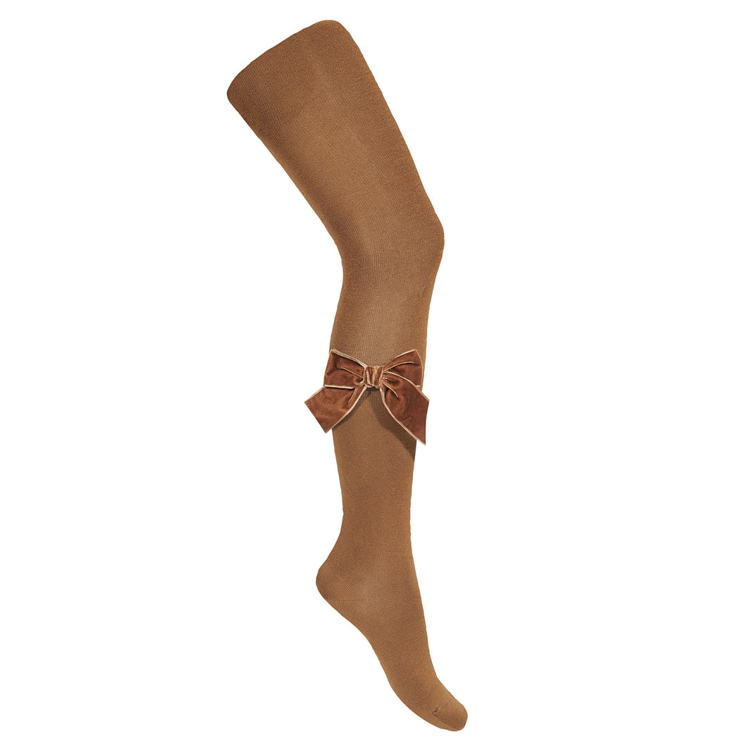 807 Toffee - Velvet Bow Tights Condor