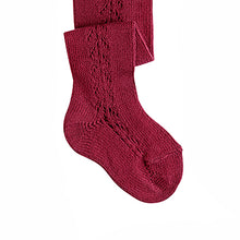 Load image into Gallery viewer, 572 Burgundy - Side Openwork Warm Tights Condor