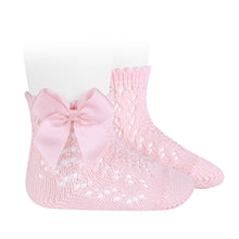 Load image into Gallery viewer, 500 Pink Openwork short socks with bow