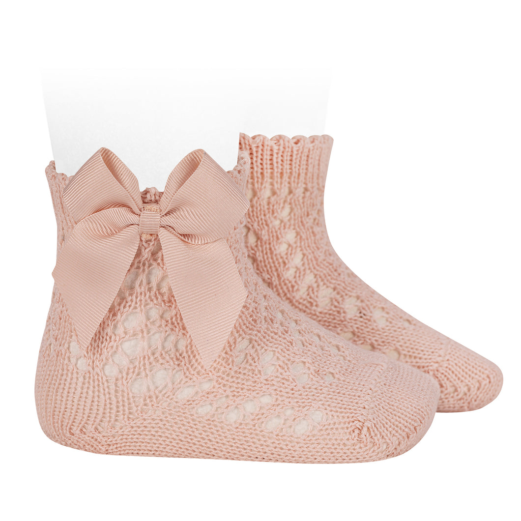 674 Nude Openwork short socks with bow