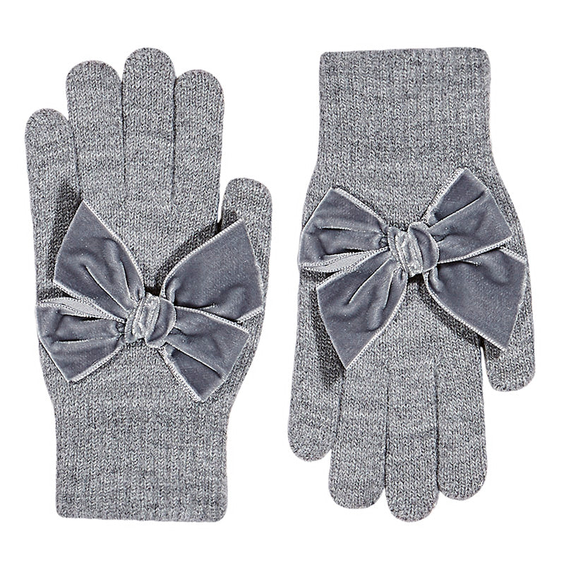 230 Light Grey - Gloves with Velvet Bow - Condor