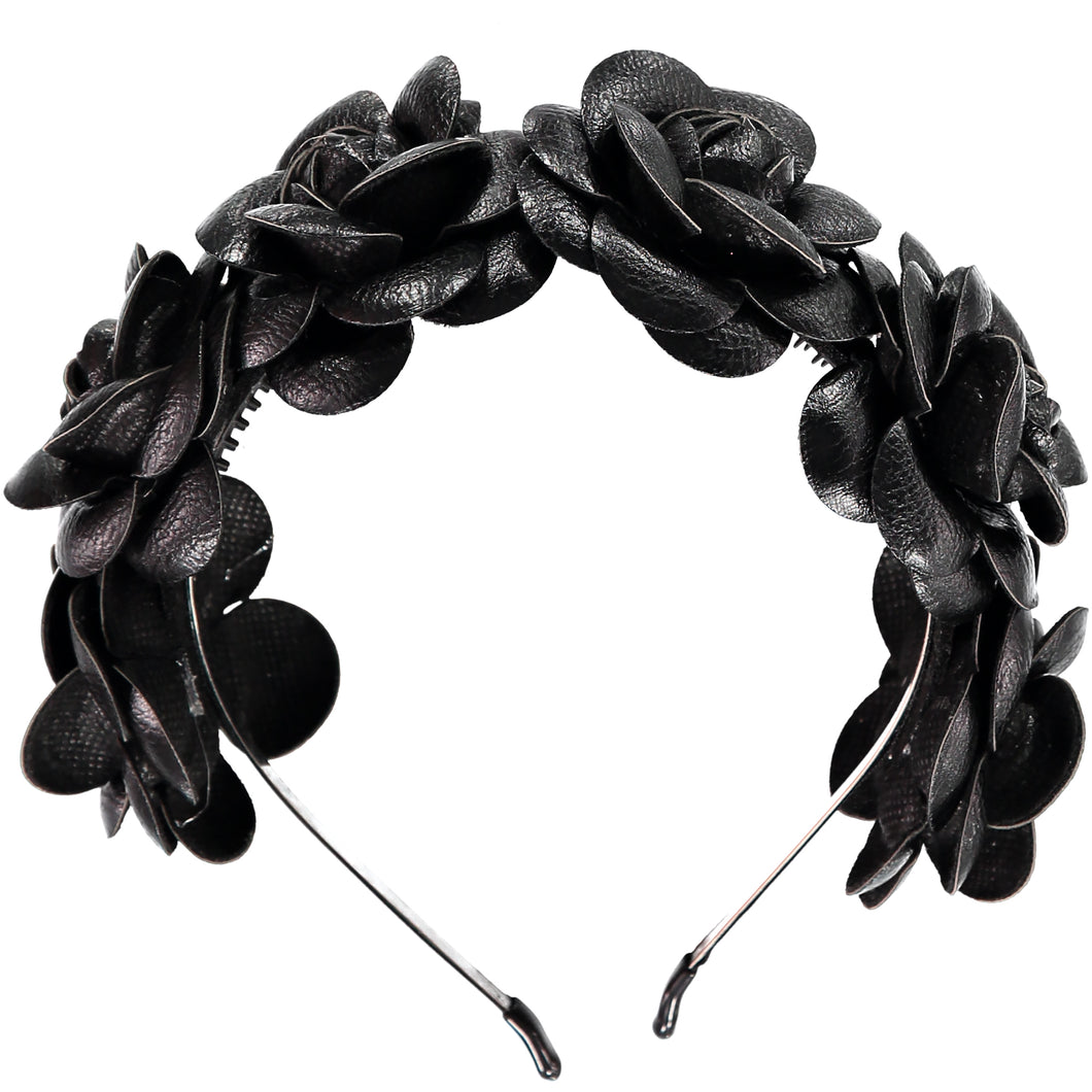 Leatherette Roses Headband