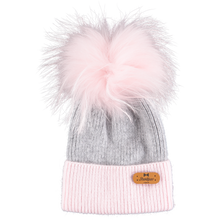 Load image into Gallery viewer, Mummy &amp; Me 2-Tone Angora Pom- Pom Hat by Bowtique London