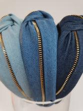 Load image into Gallery viewer, Denim knot Headband with Zip