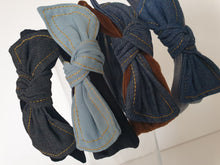 Load image into Gallery viewer, Denim Bow Headband