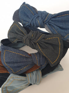 Denim Bow Headband