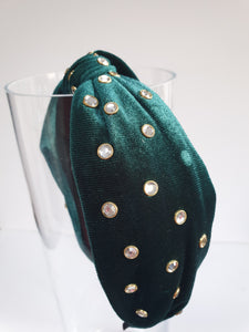 Knot  Velvet Headband with Rhinestones