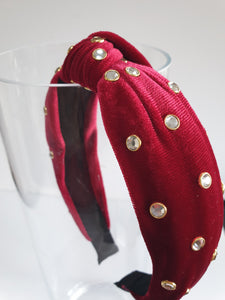 Knot  Velvet Headband with Rhinestones