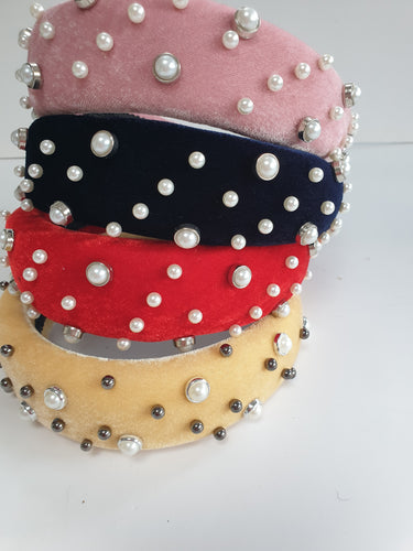 Padded Velvet studs & pearls