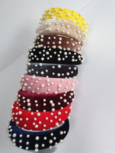 Load image into Gallery viewer, Velvet Padded Headband with Pearls