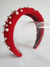 Load image into Gallery viewer, Velvet Padded Headband with Pearls