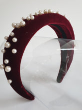 Load image into Gallery viewer, Velvet Padded Headband with Pearls