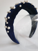 Load image into Gallery viewer, Velvet Padded Headband with Pearls