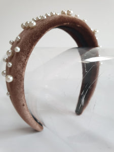 Velvet Padded Headband with Pearls