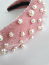 Load image into Gallery viewer, Velvet Padded Headband with Pearls